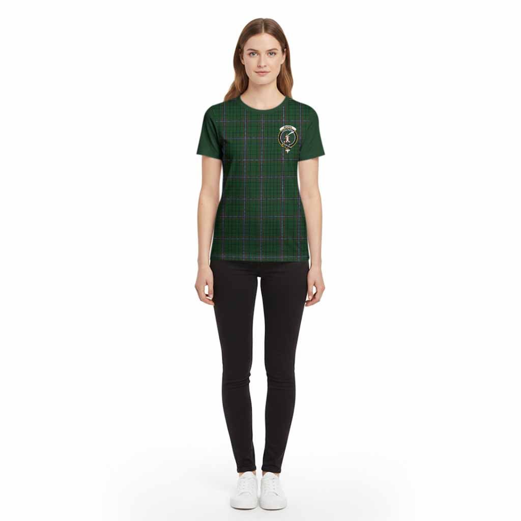 MacRae (McRae) Tartan Accent Cotton T-shirt with Family Crest