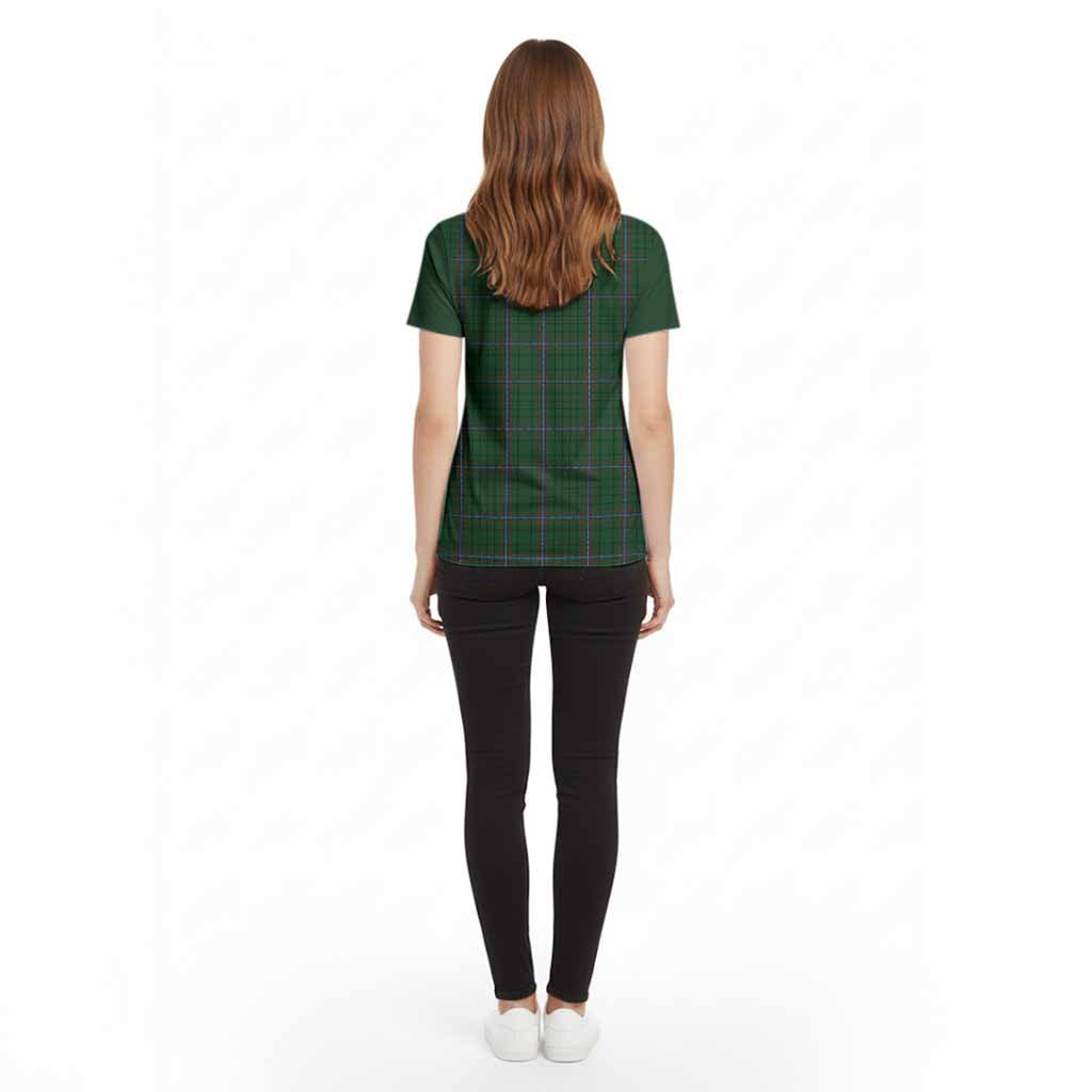 MacRae (McRae) Tartan Accent Cotton T-shirt with Family Crest