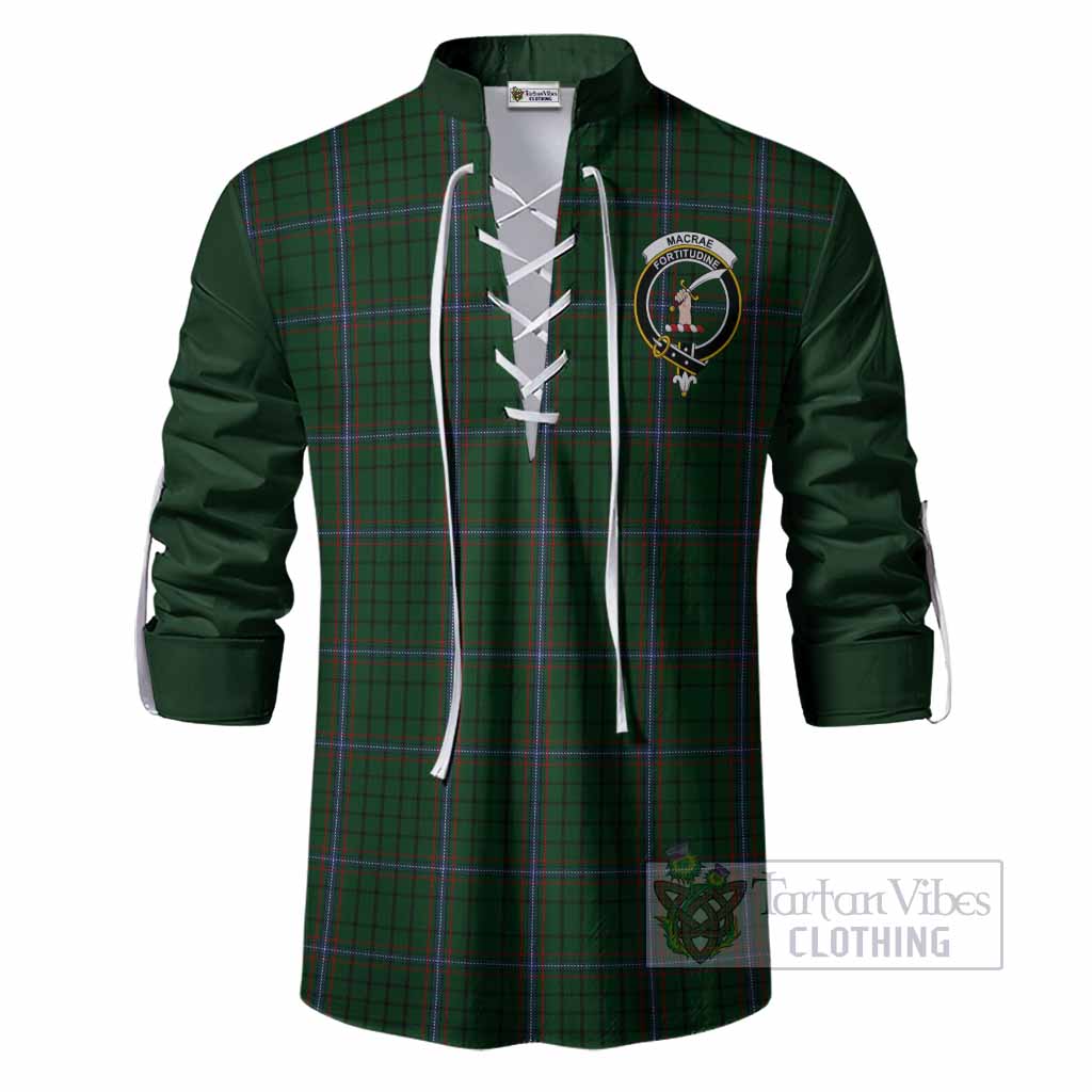 MacRae (McRae) Tartan Accent Ghillie Shirt with Family Crest