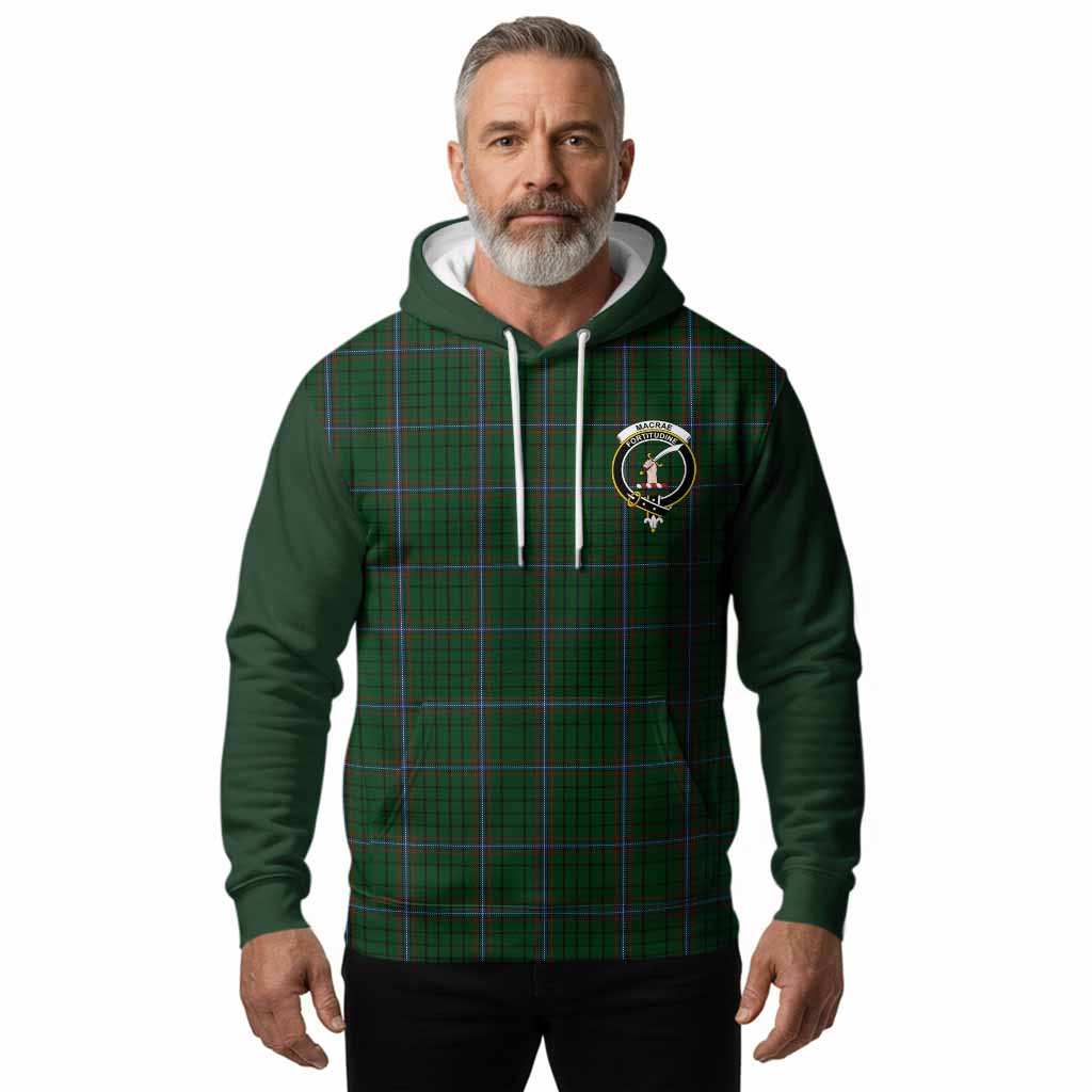 MacRae (McRae) Tartan Accent Hoodie with Family Crest