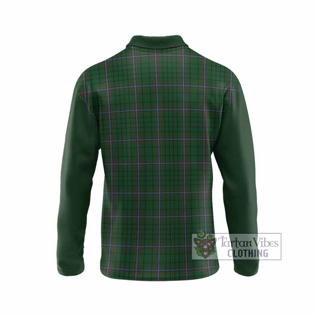 MacRae (McRae) Tartan Accent Long Sleeve Polo Shirt with Family Crest