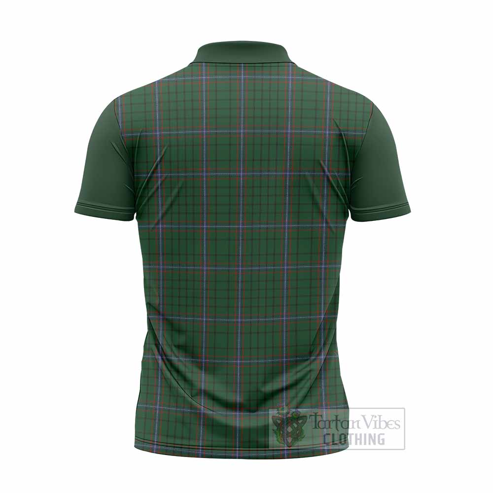 MacRae (McRae) Tartan Accent Zipper Polo Shirt with Family Crest