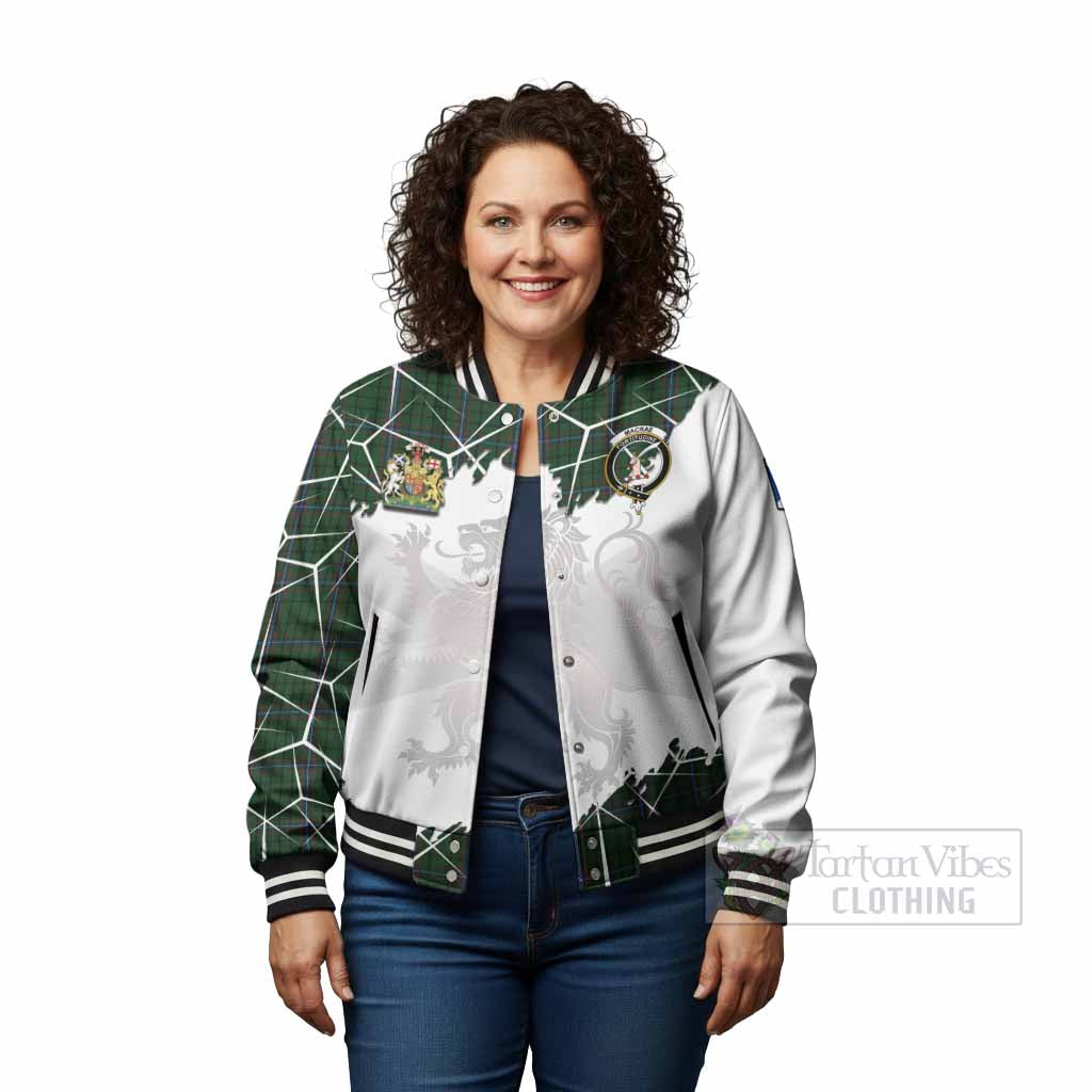 MacRae (McRae) Tartan Baseball Jacket with Family Crest and Lion Rampant Grunge Style