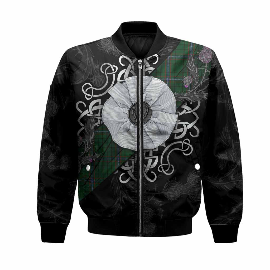MacRae (McRae) Tartan Bomber Jacket Jacobite White Rose Unisex Black - Tartan Vibes Clothing