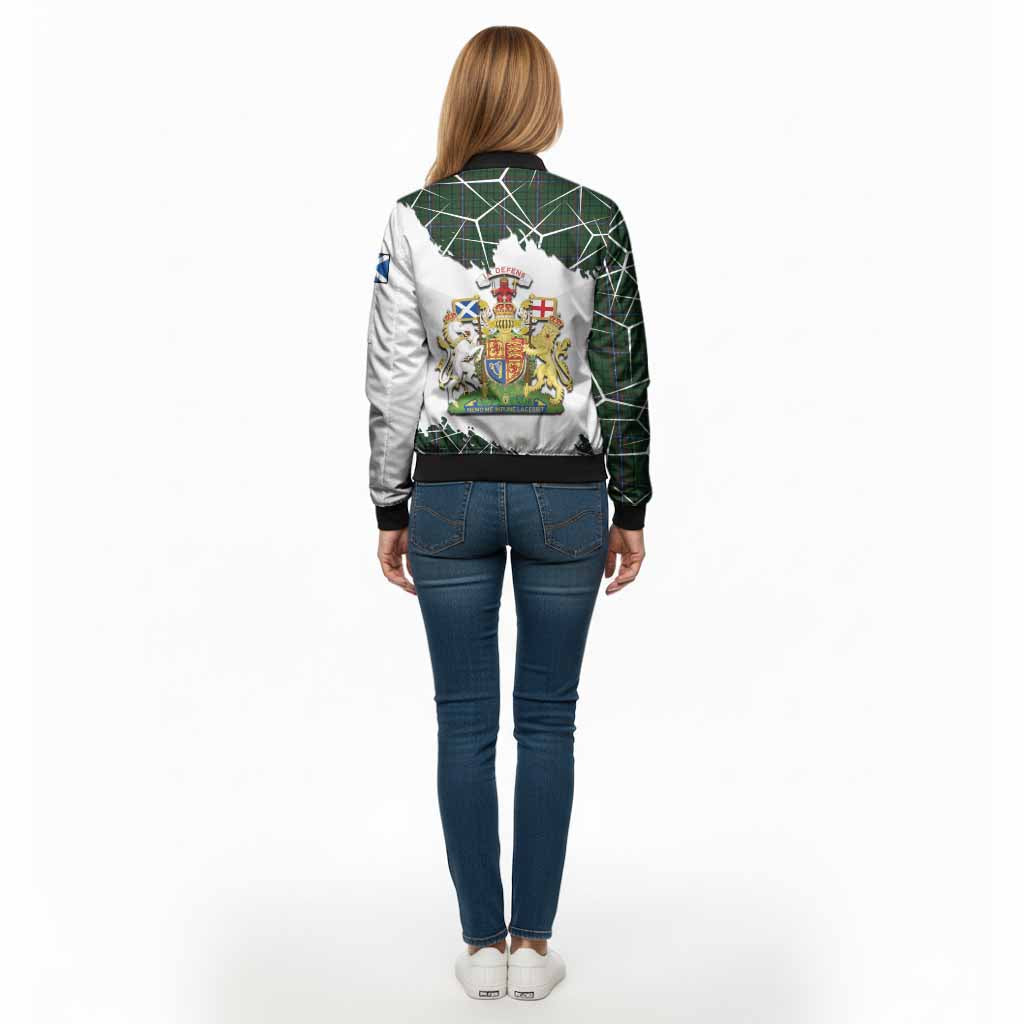 MacRae (McRae) Tartan Bomber Jacket with Family Crest and Lion Rampant Grunge Style