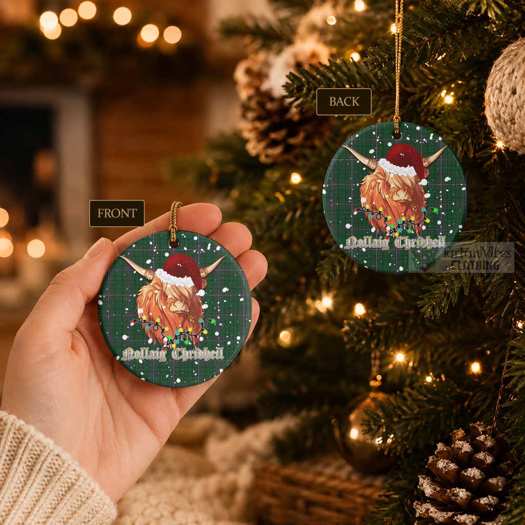 MacRae (McRae) Tartan Ceramic Circle Ornament Mister Coo - Highlander Decor - Tartan Vibes Clothing