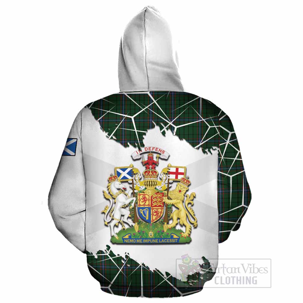 MacRae (McRae) Tartan Cotton Hoodie with Family Crest and Lion Rampant Grunge Style