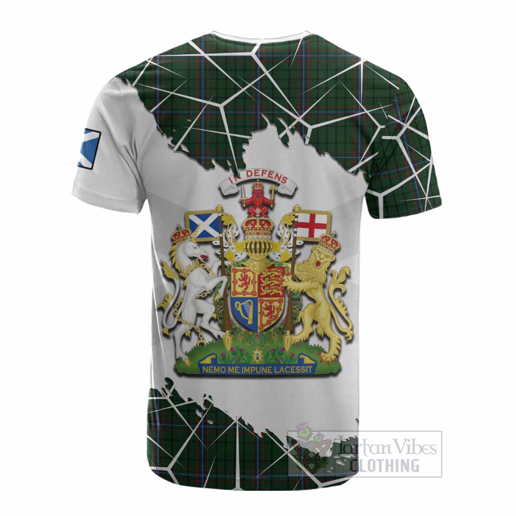 MacRae (McRae) Tartan Cotton T-shirt with Family Crest and Lion Rampant Grunge Style