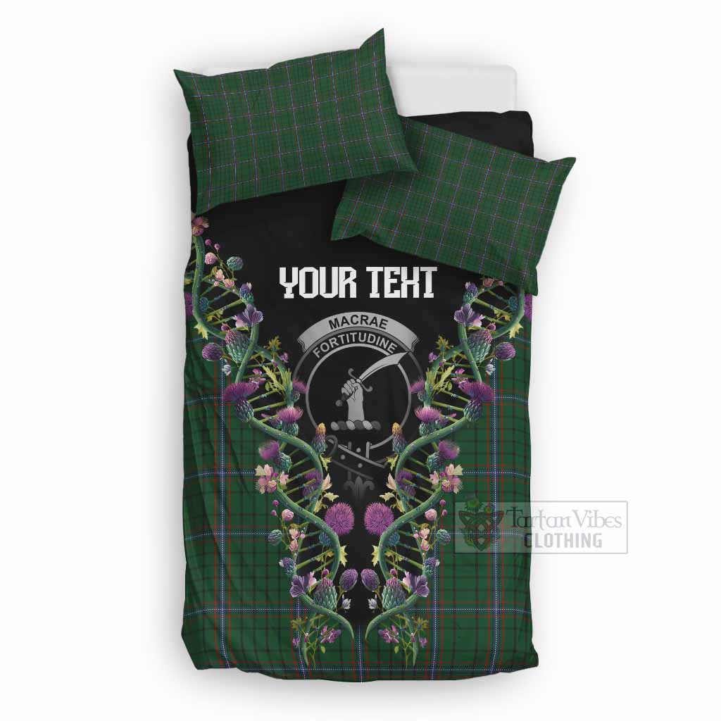 MacRae (McRae) Tartan Crest Bedding Set Scottish Heritage Thistle DNA