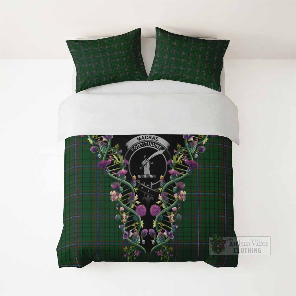 MacRae (McRae) Tartan Crest Bedding Set Scottish Heritage Thistle DNA