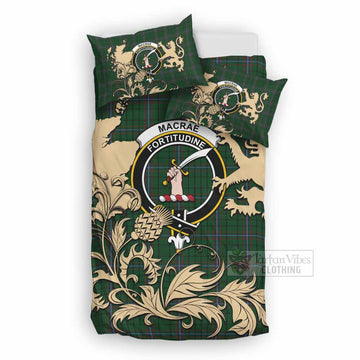 MacRae (McRae) Tartan Crest Bedding Set with Scottish Iconic Symbols 