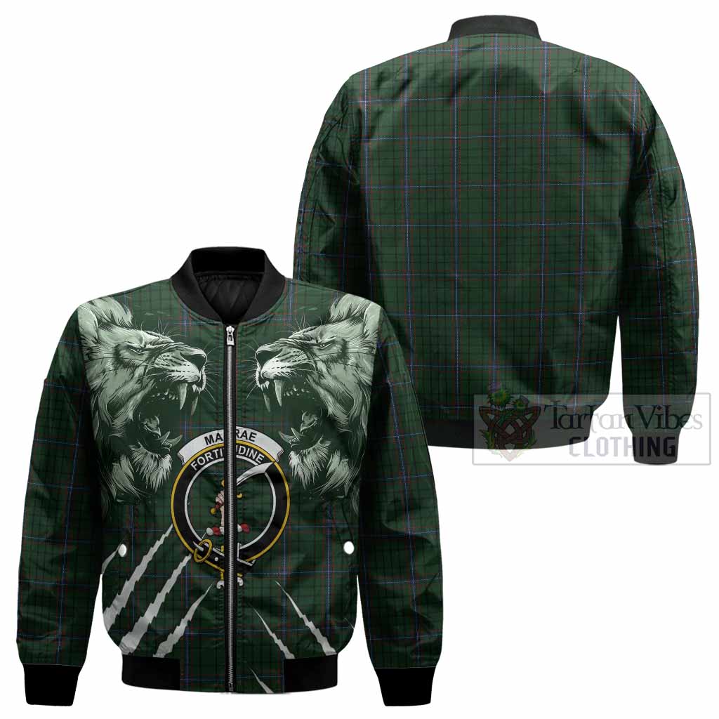 MacRae (McRae) Tartan Crest Bomber Jacket Ferocious Lion Style