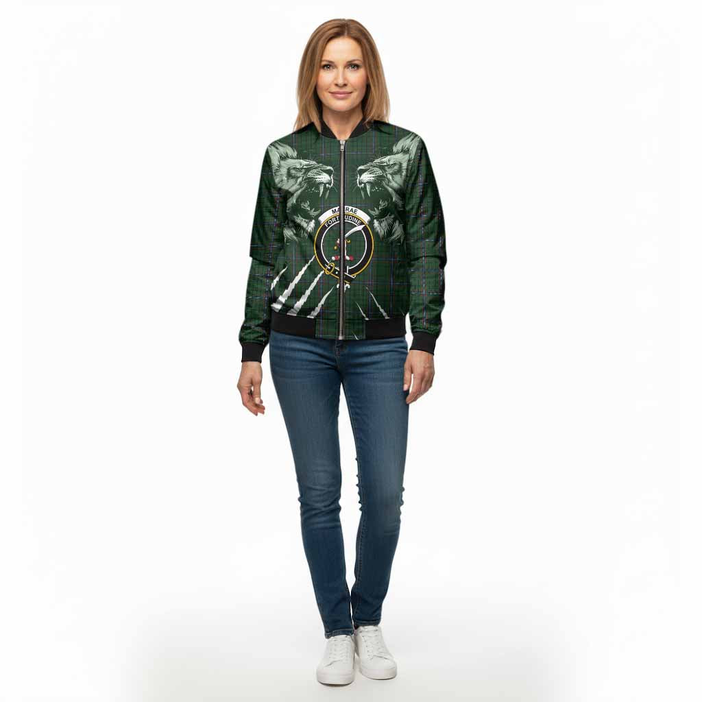 MacRae (McRae) Tartan Crest Bomber Jacket Ferocious Lion Style
