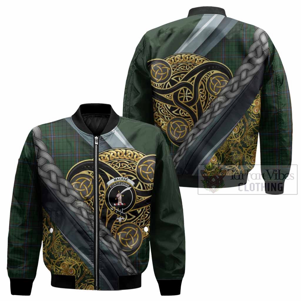 MacRae (McRae) Tartan Crest Bomber Jacket Scottish Triskele Celtic