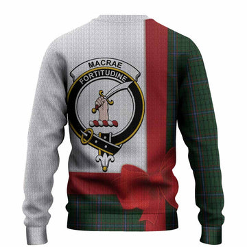 MacRae (McRae) Tartan Crest Christmas Christmas Ugly Sweater Highland Cow Bagpipes Coquette Bow Style