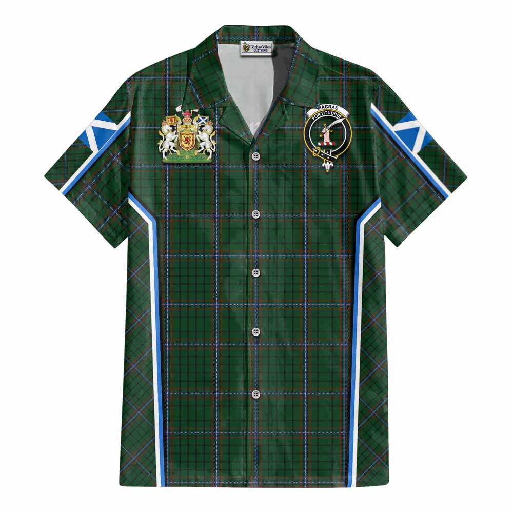 MacRae (McRae) Tartan Crest Cotton Hawaiian Shirt Scotland Coat of Arm Flag Style - Tartan Vibes Clothing