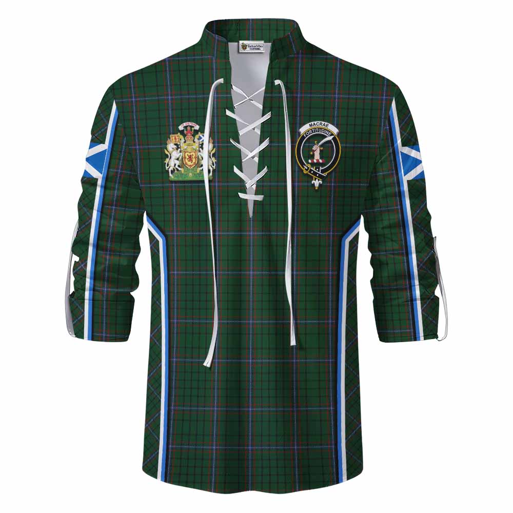 MacRae (McRae) Tartan Crest Ghillie Kilt Shirt Scotland Coat of Arm Flag Style - Tartan Vibes Clothing