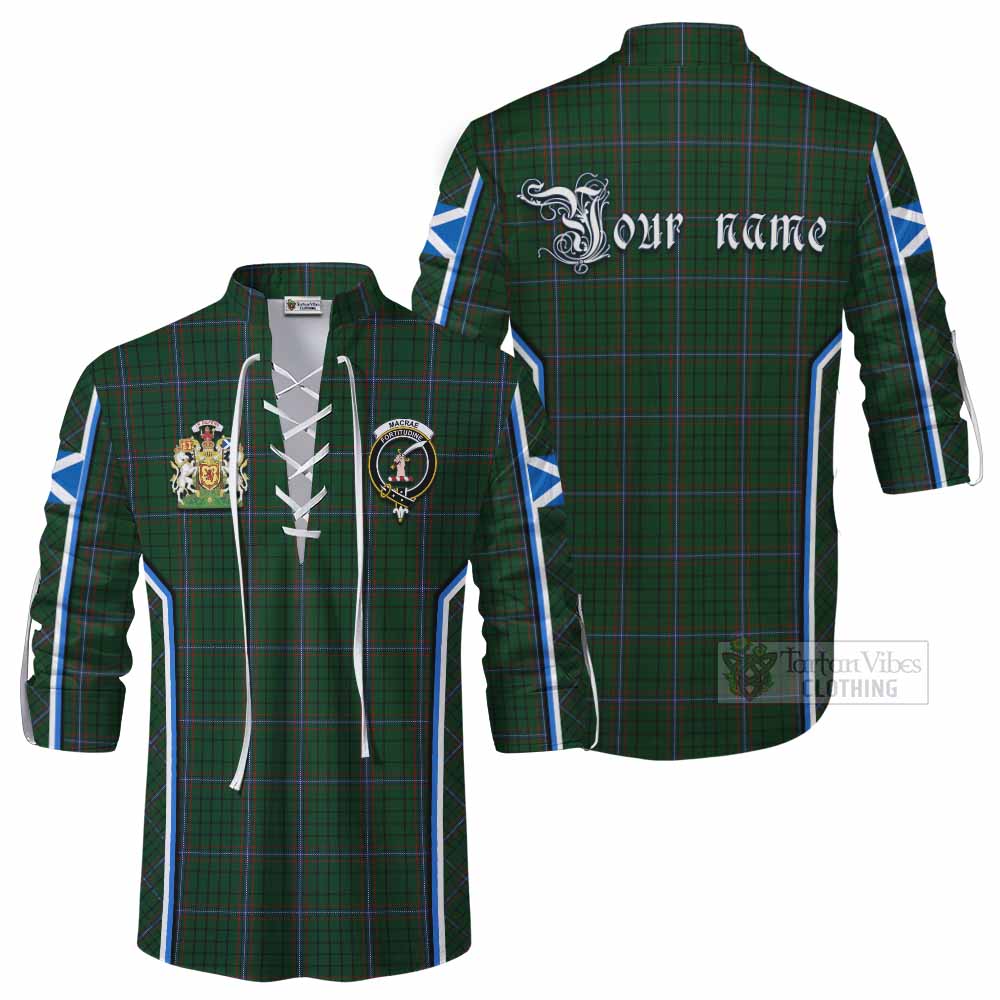 MacRae (McRae) Tartan Crest Ghillie Kilt Shirt Scotland Coat of Arm Flag Style - Tartan Vibes Clothing
