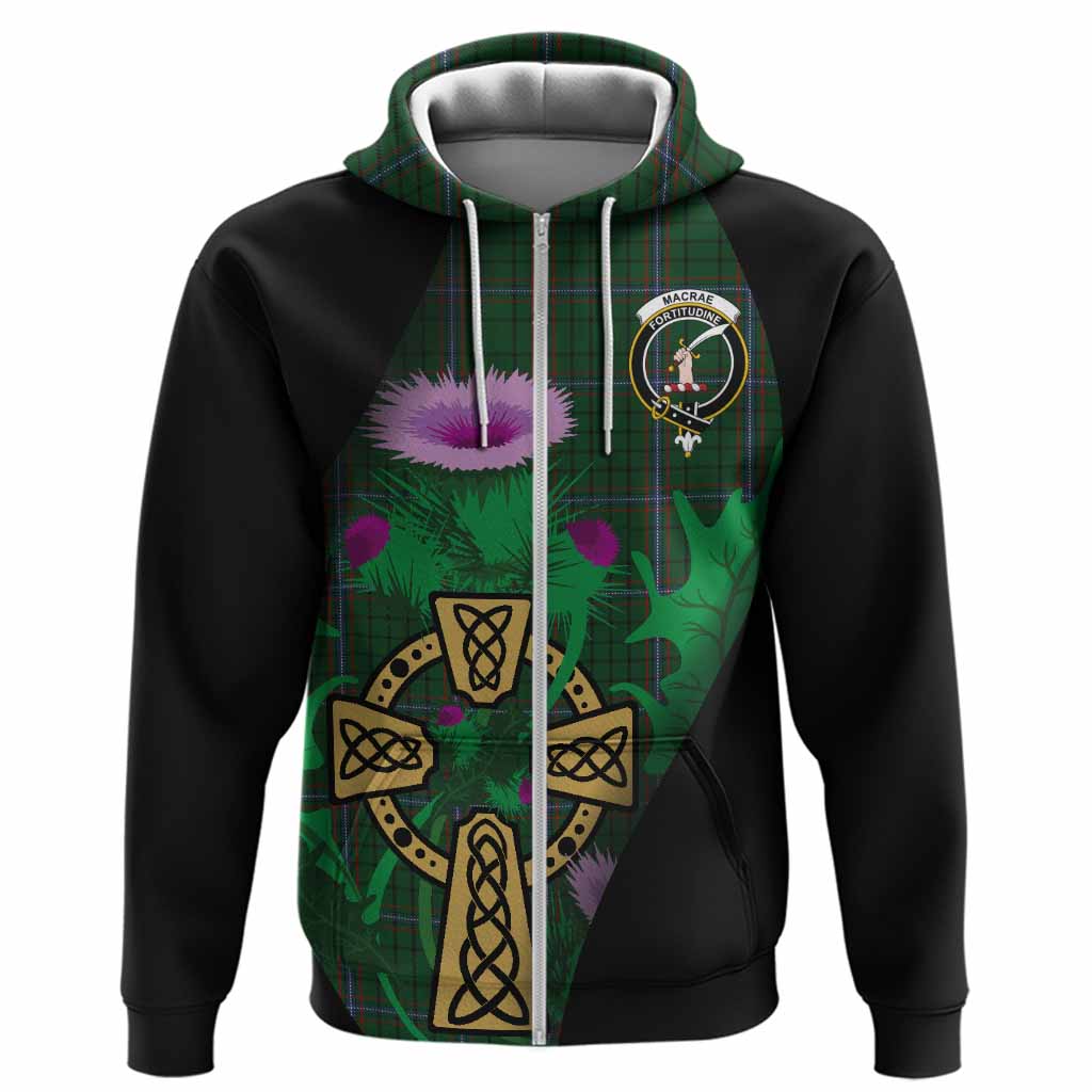 MacRae (McRae) Tartan Crest Hoodie Celtic Cross Thistle Flowers