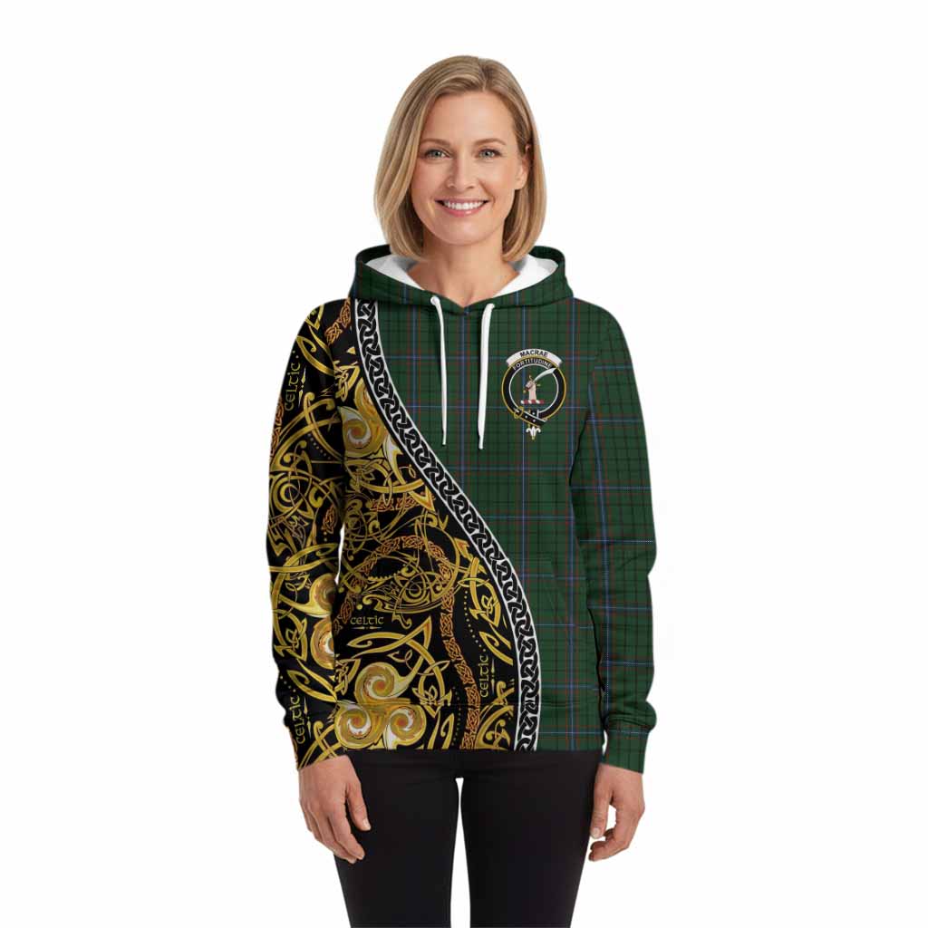 MacRae (McRae) Tartan Crest Hoodie Celtic Knot and Triple Trickle Spiral Symbols