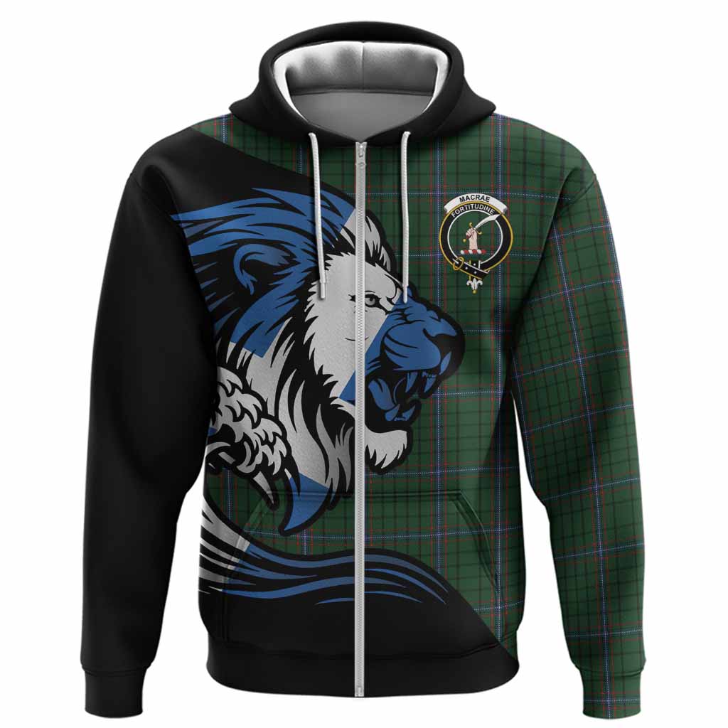MacRae (McRae) Tartan Crest Hoodie Scottish Golden Lions Wave Flow