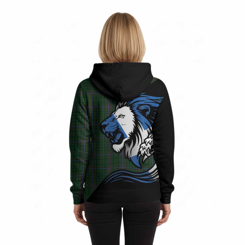 MacRae (McRae) Tartan Crest Hoodie Scottish Golden Lions Wave Flow