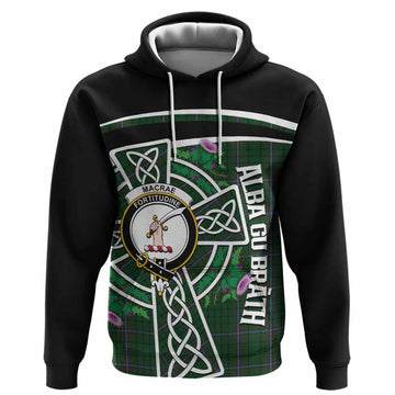 MacRae (McRae) Tartan Crest Hoodie Scottish Thistle Celtic Cross Alba Gu Brath