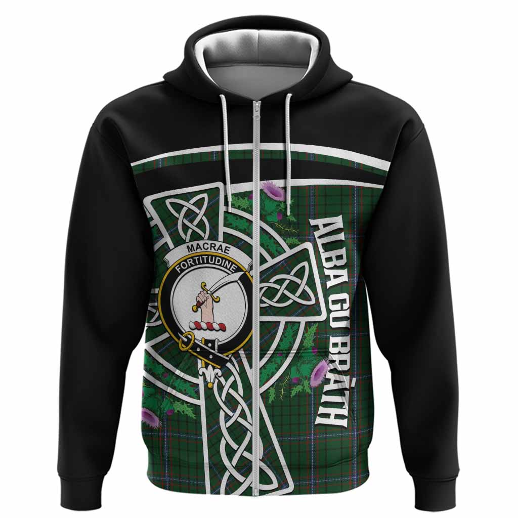 MacRae (McRae) Tartan Crest Hoodie Scottish Thistle Celtic Cross Alba Gu Brath
