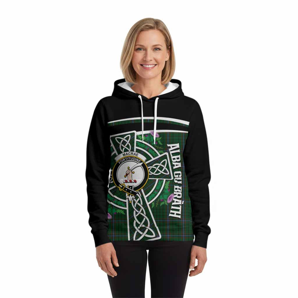 MacRae (McRae) Tartan Crest Hoodie Scottish Thistle Celtic Cross Alba Gu Brath
