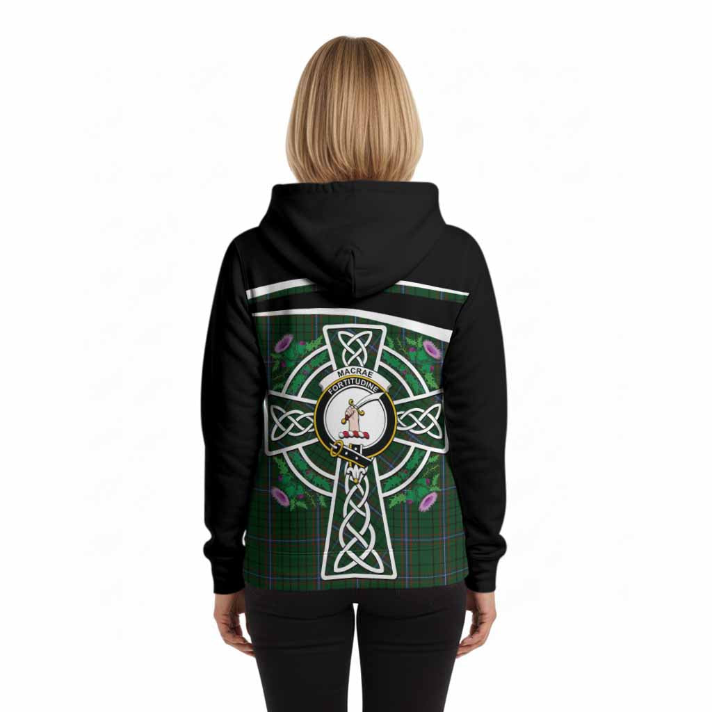 MacRae (McRae) Tartan Crest Hoodie Scottish Thistle Celtic Cross Alba Gu Brath