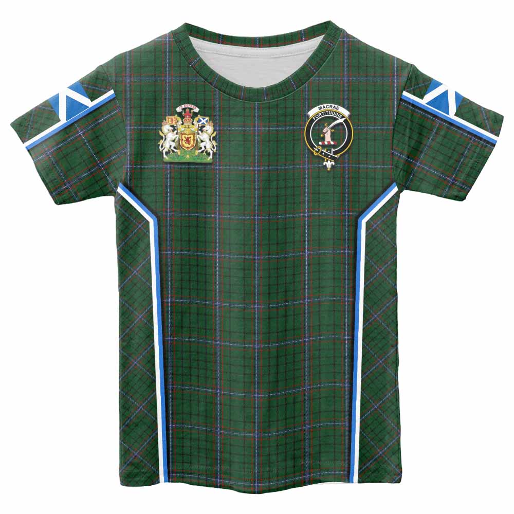 MacRae (McRae) Tartan Crest Kid T-shirt Scotland Coat of Arm Flag Style - Tartan Vibes Clothing
