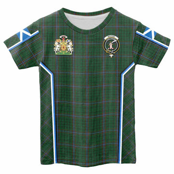 MacRae (McRae) Tartan Crest Kid T-shirt Scotland Coat of Arm Flag Style - Tartan Vibes Clothing
