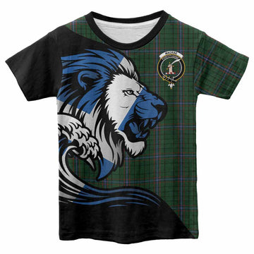 MacRae (McRae) Tartan Crest Kid T-shirt Scottish Golden Lions Wave Flow