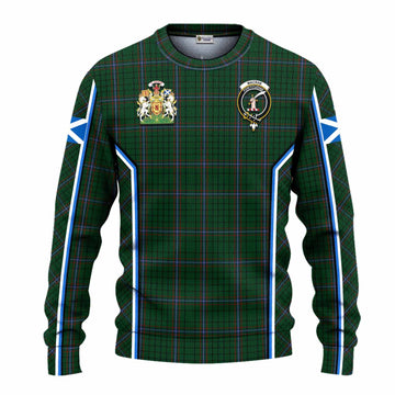 MacRae (McRae) Tartan Crest Knitted Sweater Scotland Coat of Arm Flag Style