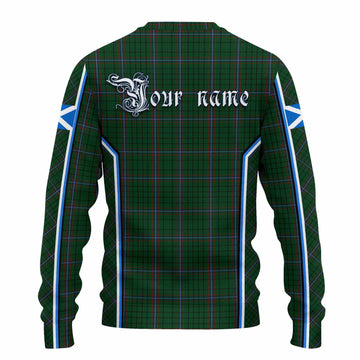 MacRae (McRae) Tartan Crest Knitted Sweater Scotland Coat of Arm Flag Style