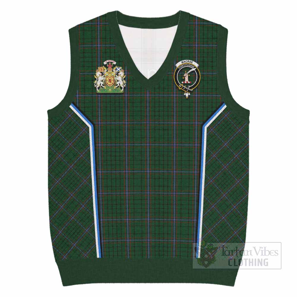 MacRae (McRae) Tartan Crest Knitted V-Neck Vest Scotland Coat of Arm Flag Style - Tartan Vibes Clothing
