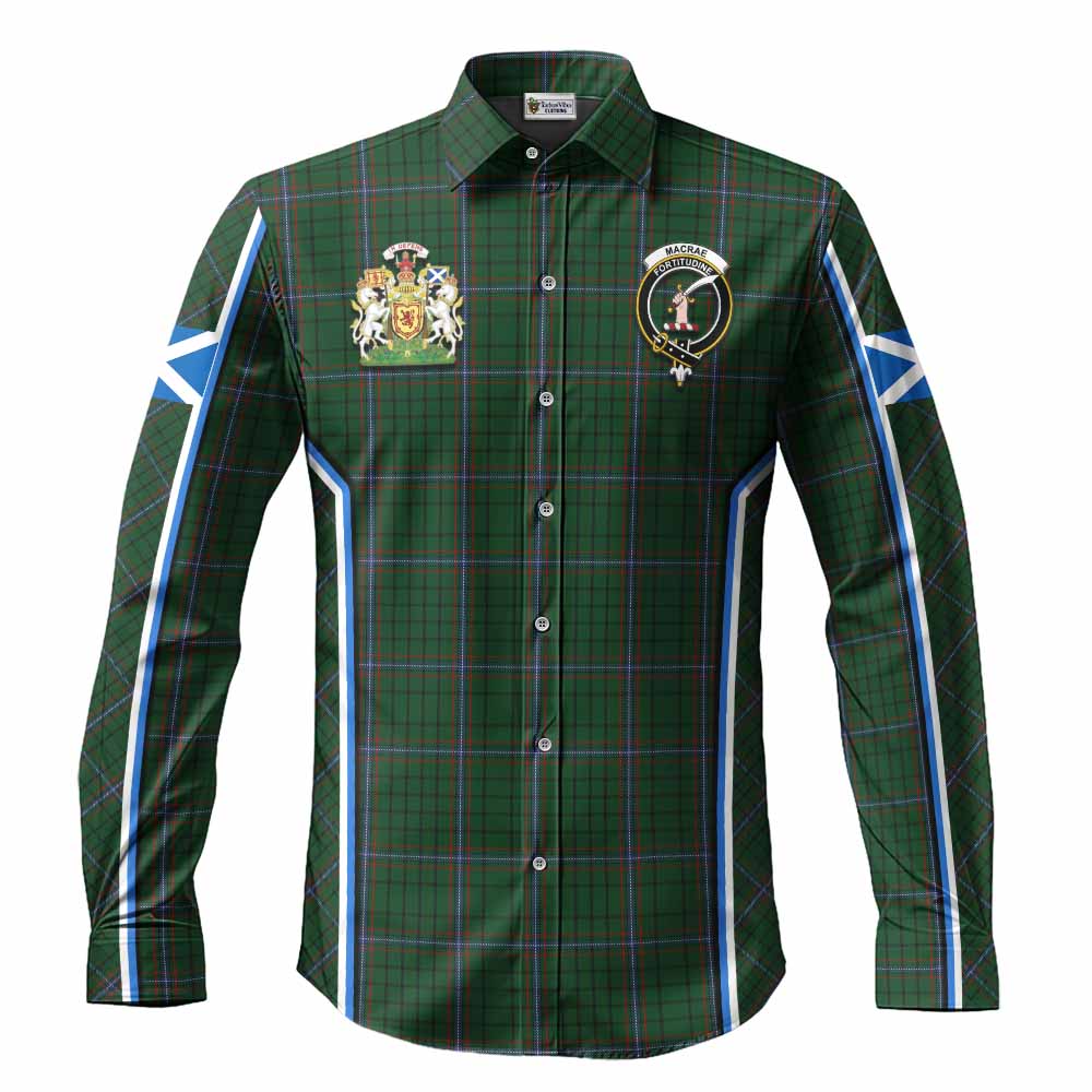MacRae (McRae) Tartan Crest Long Sleeve Button Shirts Scotland Coat of Arm Flag Style - Tartan Vibes Clothing