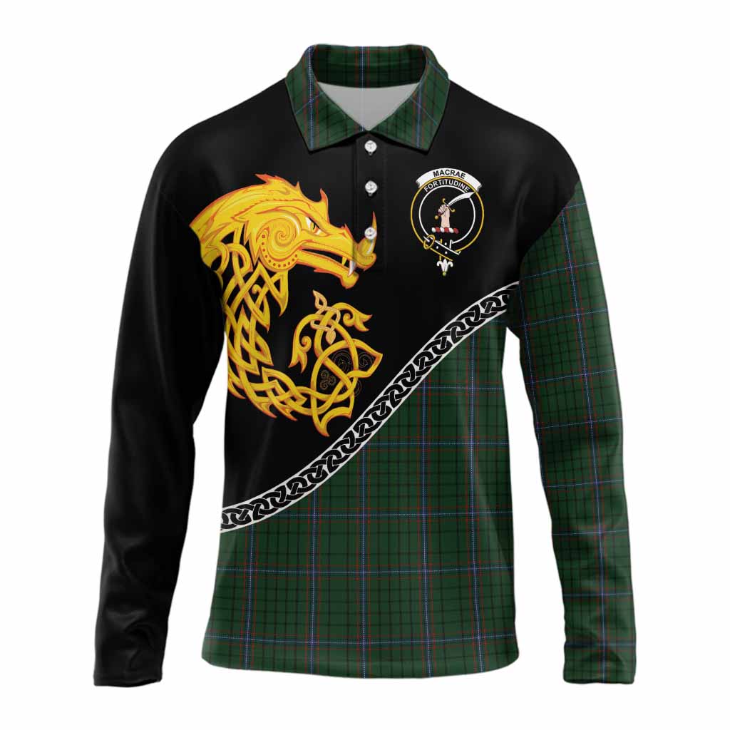 MacRae (McRae) Tartan Crest Long Sleeve Polo Shirt Legendary Dragon Knot Half Style