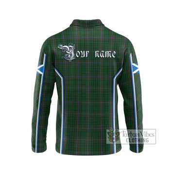 MacRae (McRae) Tartan Crest Long Sleeve Polo Shirt Scotland Coat of Arm Flag Style