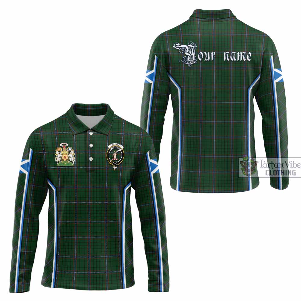 MacRae (McRae) Tartan Crest Long Sleeve Polo Shirt Scotland Coat of Arm Flag Style - Tartan Vibes Clothing