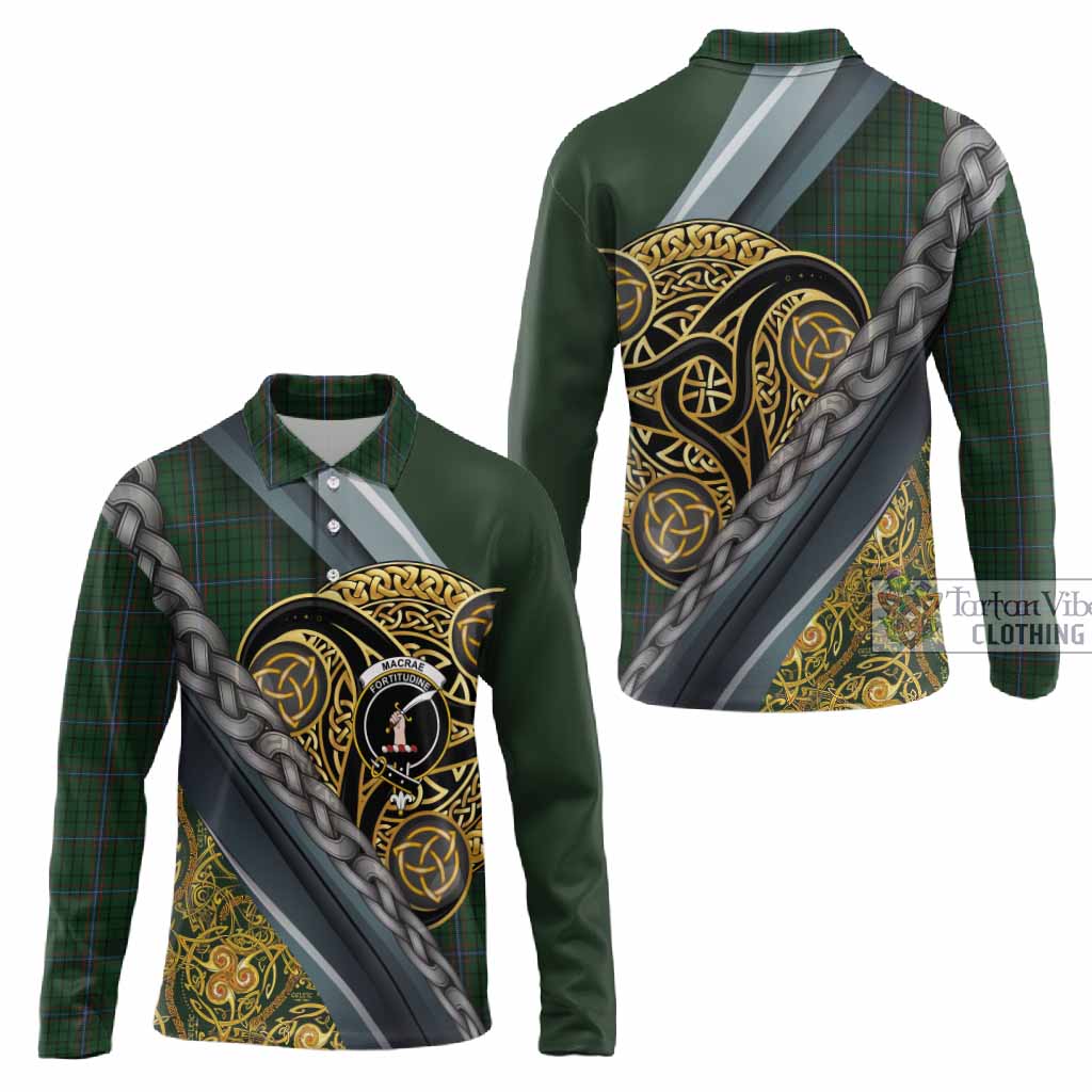 MacRae (McRae) Tartan Crest Long Sleeve Polo Shirt Scottish Triskele Celtic