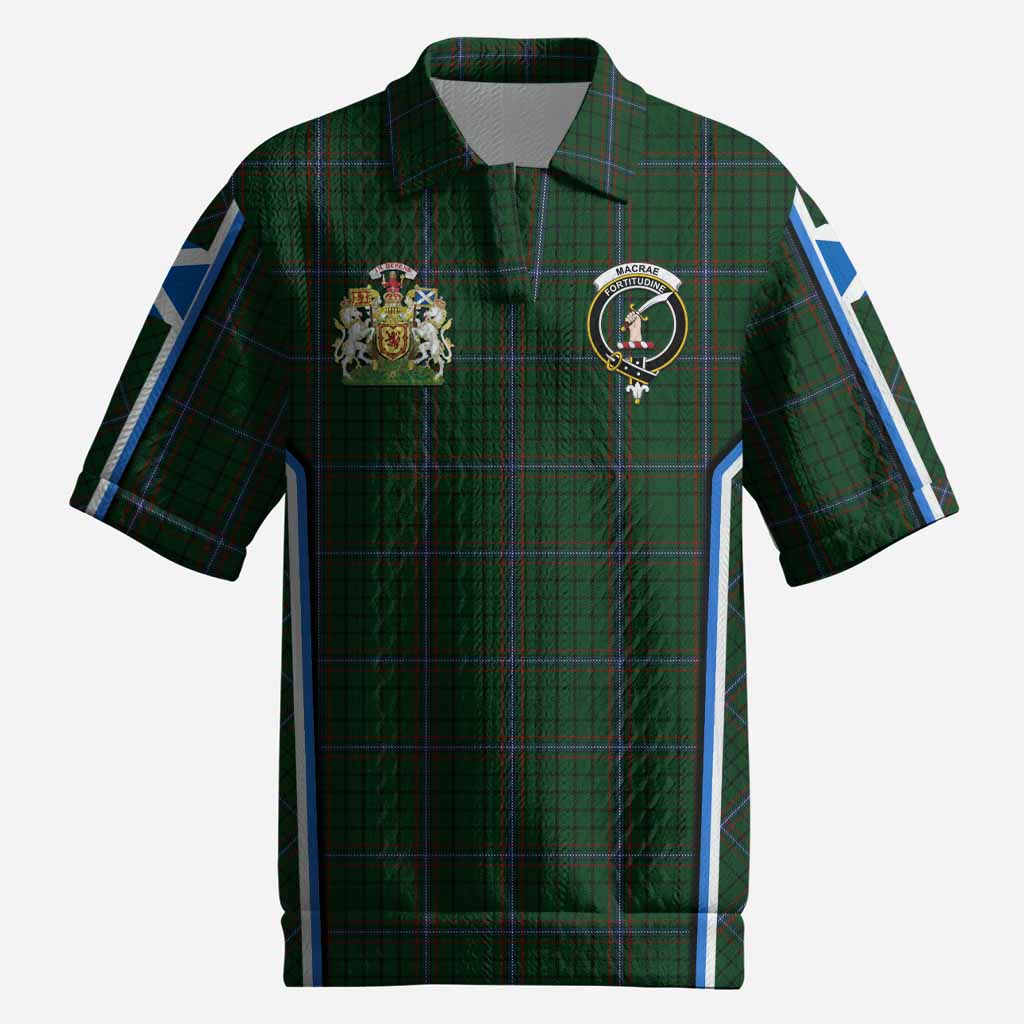 MacRae (McRae) Tartan Crest Men’s Polo Sweater Top Scotland Coat of Arm Flag Style