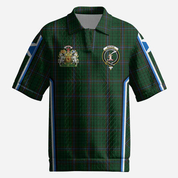 MacRae (McRae) Tartan Crest Men’s Polo Sweater Top Scotland Coat of Arm Flag Style