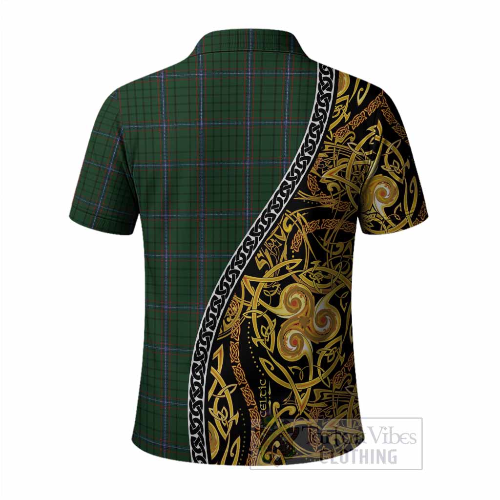 MacRae (McRae) Tartan Crest Polo Shirt Celtic Knot and Triple Trickle Spiral Symbols