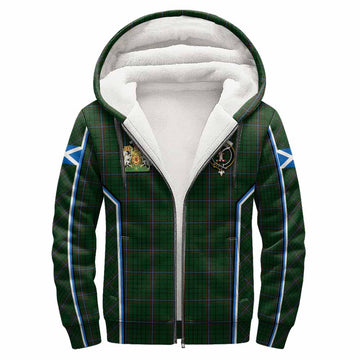 MacRae (McRae) Tartan Crest Sherpa Hoodie Scotland Coat of Arm Flag Style