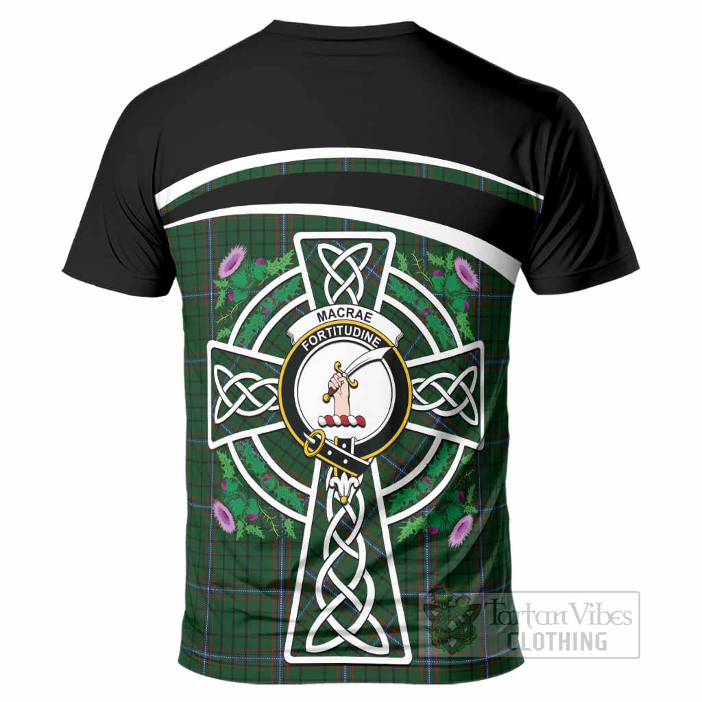 MacRae (McRae) Tartan Crest T-Shirt Scottish Thistle Celtic Cross Alba Gu Brath