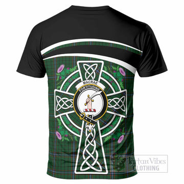 MacRae (McRae) Tartan Crest T-Shirt Scottish Thistle Celtic Cross Alba Gu Brath