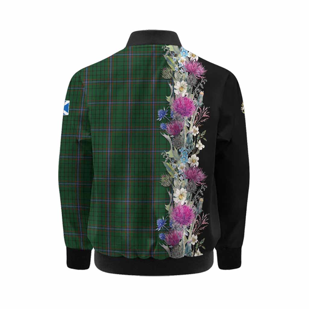 MacRae (McRae) Tartan Crest Thistle Floral Kid Bomber Jacket Kid - Tartan Vibes Clothing