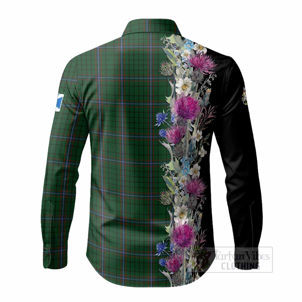 MacRae (McRae) Tartan Crest Thistle Floral Long Sleeve Button Shirts - Tartan Vibes Clothing