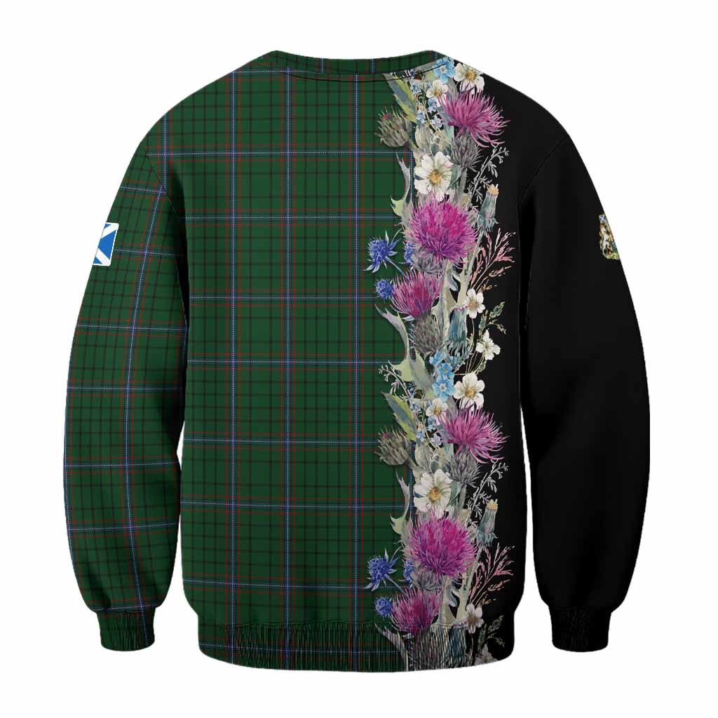 MacRae (McRae) Tartan Crest Thistle Floral Sweatshirt - Tartan Vibes Clothing
